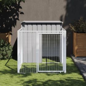Dog House with Run Light Grey 43.3x79.1x43.3" Galvanised Steel