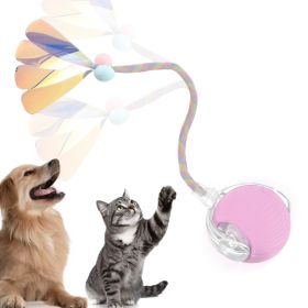Interactive Toys Ball For Cats, Dog,Agile Moving Cat Ball With ElasticMesh Tail (Option: Pink)