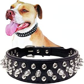Adjustable Microfiber Leather Spiked Studded Dog Collar with a Squeak Ball Gift for Small Medium Large Pets Like Cats/Pit Bull/Bulldog/Pugs/Husky (Color: PINK, size: XL(17.7"-20.5" / 45cm-52cm))