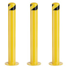 Safety Bollard Post 36/42 inch Height Safety Bollard, 3/3.5 inch Diameter Powder Coated Steel Bollard Post (size: 36''H*3.5''D-3PCS)