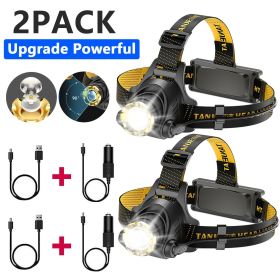 12000000lm LED Headlamp USB Rechargeable Headlight Head Torch Lamp Flashlight (Quantity: 2 pcs)