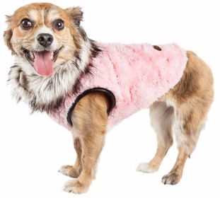 Pet Life Luxe 'Pinkachew' Charming Designer Mink Fur Dog Coat Jacket (size: small)