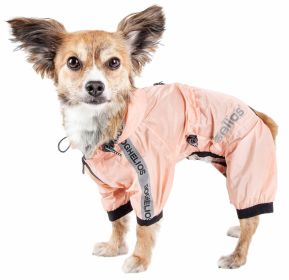 Dog Helios 'Torrential Shield' Waterproof Multi-Adjustable Full Bodied Pet Dog Windbreaker Raincoat (Color: PINK, size: medium)