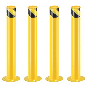Safety Bollard Post 36/42 inch Height Safety Bollard, 3/3.5 inch Diameter Powder Coated Steel Bollard Post (size: 42''H*3.5''D-4PCS)